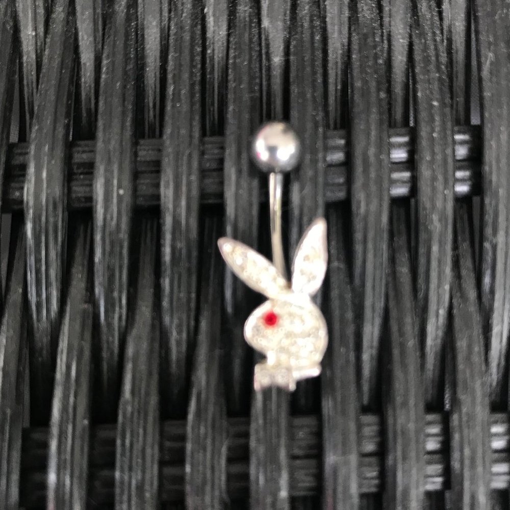 playboy crystal red eye belly button navel ring